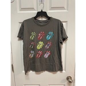 Rolling Stones Graphic T-Shirt Colorful Tongue Logo Band Tee Size L
